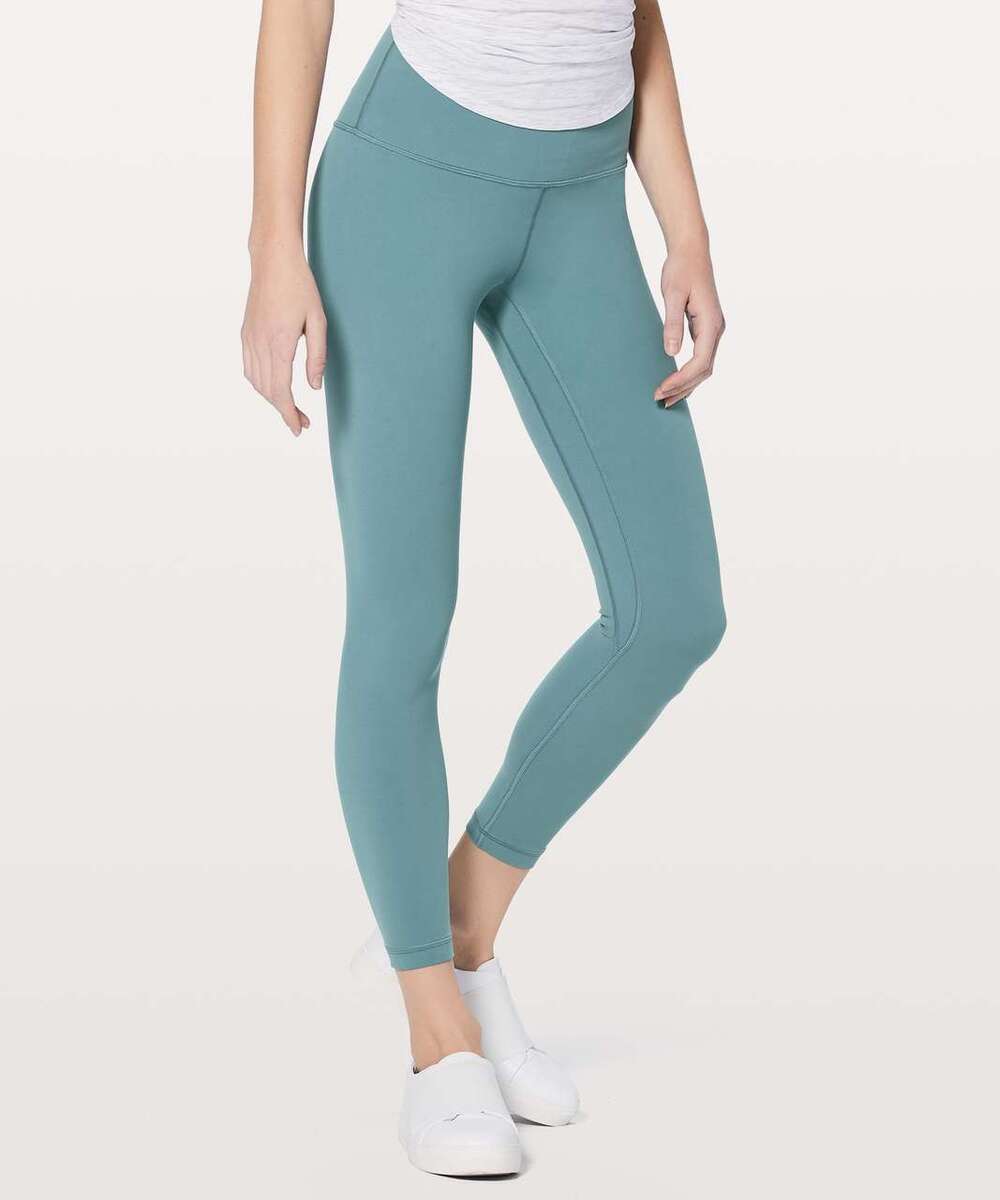 Lululemon Align Pant Ribbed 25" Mystic Green Blue Size 8 Yoga Gym